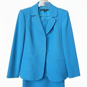 Albert Nipon Vibrant Blue Skirt Suit Set - Size 8